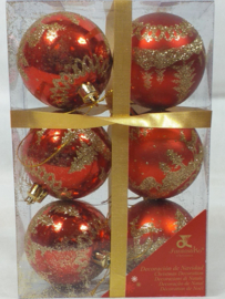 Kerstballen set 6 stuks Rood Ø 6 cm