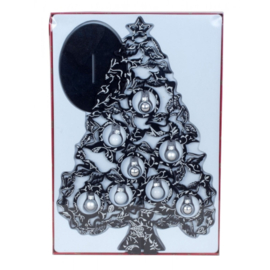 Kerstboom van hout Zwart/Zilver 38cm