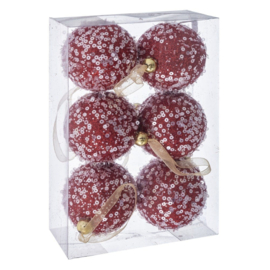Kerstballen set 6 stuks Rood Ø 6 cm