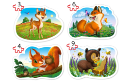 4 Delige puzzel set Dieren in het bos Castorland B-005079