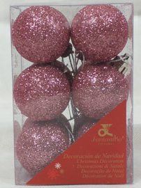 Kerstballen set 12 stuks Roze Ø 4cm