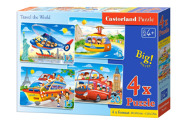 4 Delige puzzel set Reis de wereld rond Castorland B-041015-2