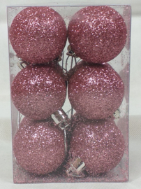 Kerstballen set 12 stuks Roze Ø 4cm