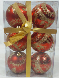 Kerstballen set 6 stuks Rood Ø 6 cm