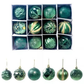 Kerstballen 12 stuks 6 cm Groen
