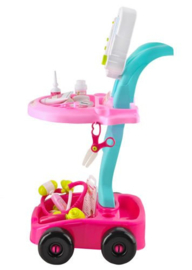 Doktersset met trolley roze / Medical play set roze