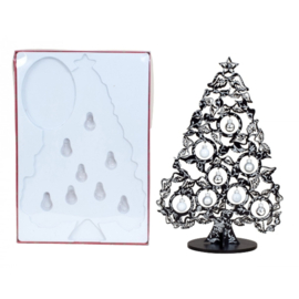 Kerstboom van hout Zwart/Zilver 38cm