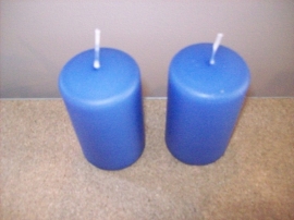 Cilinderkaars Blauw/ Lavendel set 2stuks