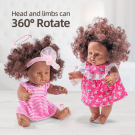 Sally Fay African Doll Bad en Pyjama, Sally Fay Afrikaanse Pop Bad en Pyjama