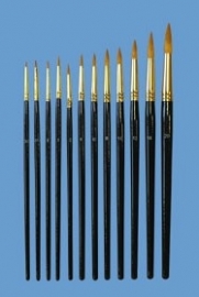 12 golden nylon penselen, rond, EM8507