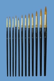 12 golden nylon penselen, rond, EM8507