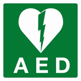 Artikelnummer RE2–V1.56 sticker AED (afm. 20x20cm) per st. vanaf 10 st.