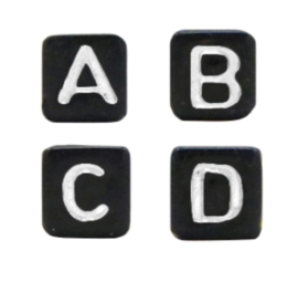 Zwart met witte letters  5 x 5 mm.  50 voor