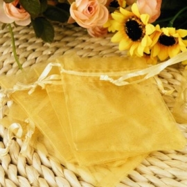 Geel / goud organza tasjes / zakjes