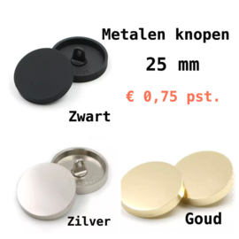 Zilveren Metalen knoop. 25 mm