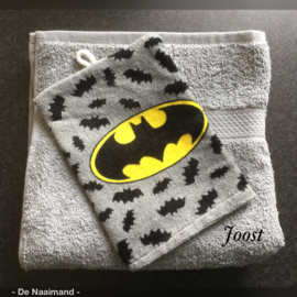 Handdoek met naam en Batman washandje