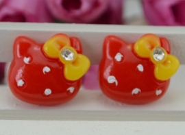 Hello Kitty Rood met steentje 4 voor € 1,25