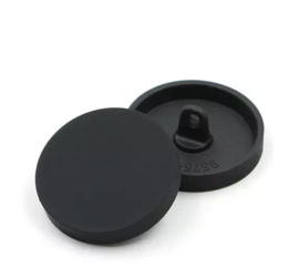 Zwarte metalen knoop. 25 mm