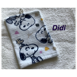 Handdoek met naam en Snoopy washandje