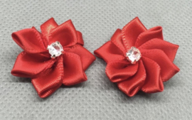 Bloemen rood 25 mm met stras