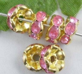 Goud / Roze.  8 mm 10 voor