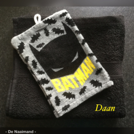 Handdoek met naam en Batman washandje