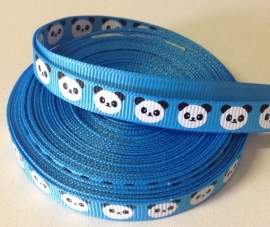 Fel blauw met pandabeer. 10 mm   90 cm voor € 0,50