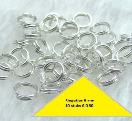 Dubbele ringetjes  6 mm 30 voor € 0,25