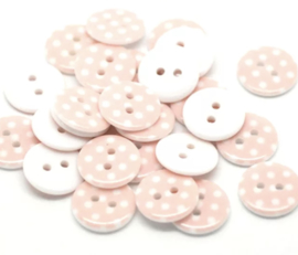 Roze met witte stip  15 mm