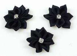 4. Bloemen Zwart met strass  25mm