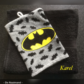 Handdoek met naam en Batman washandje