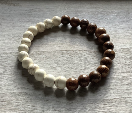 Rek armband van Hout en Natuurstenen