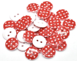 Rood met witte stip. 15 mm