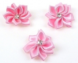 4. Bloemen Roze met strass 25 mm