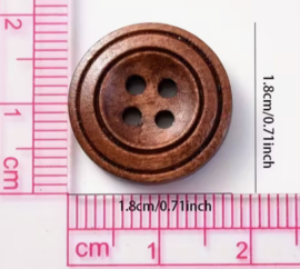 Hout. 4 gaten. 18 mm