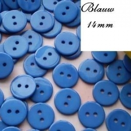 Blauw ronde knoop 14 mm