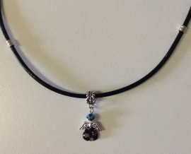 Leren ketting met glasengel