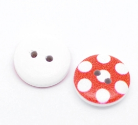 Rood witte stip 15 mm per stuk € 0,10