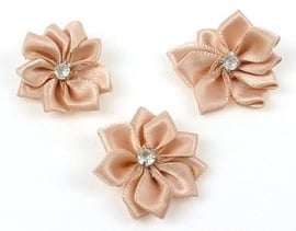 4. Bloemen Beige met strass 25 mm