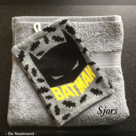 Handdoek met naam en Batman washandje