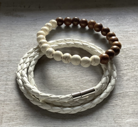 Rek armband van Hout en Natuurstenen