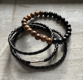 Rek armband van Hout en Natuurstenen