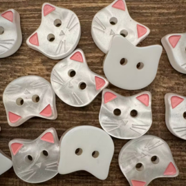Kattenkop met roze oren. 12 mm