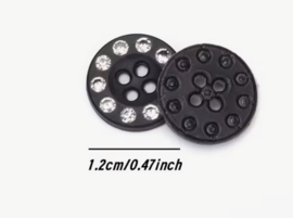 Zwart met strass. 12 mm