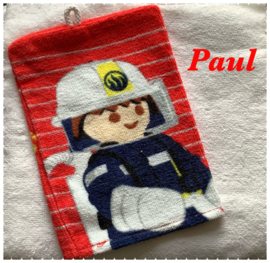 Handdoek met naam en Playmobil washandje