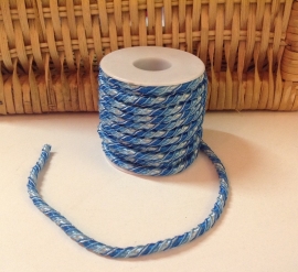 Gedraaid Elastisch koord  Blauw  6 mm /   50 cm voor