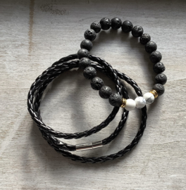 Rek armband met lavastenen