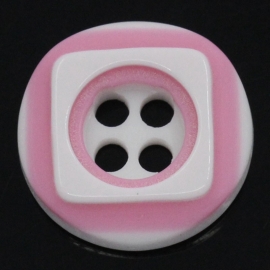 Roze wit vierkant. 12 mm