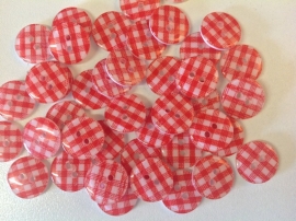 Rood wit ruitje 13 mm per stuk € 0,12