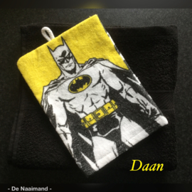 Handdoek met naam met Batman washandje